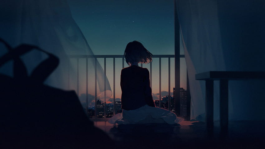 Alone Anime Sad Girl, anime triste completo fondo de pantalla