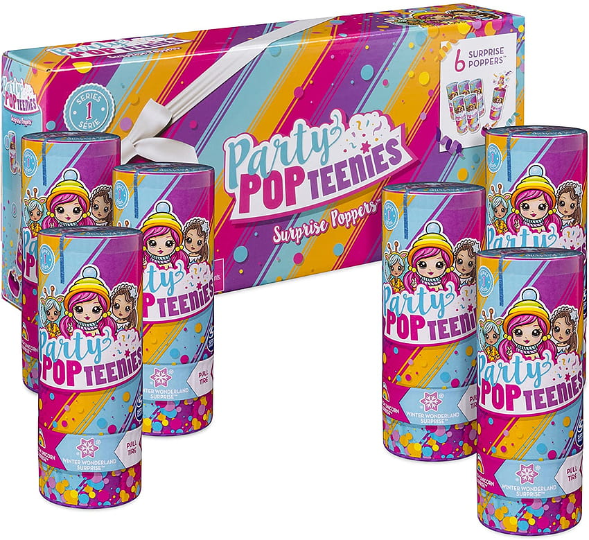 Party Popteenies – Party Pack – 6 Surprise Popper Bundle with Confetti, Collectible Mini Dolls and Accessories, for Ages 4 and Up HD wallpaper