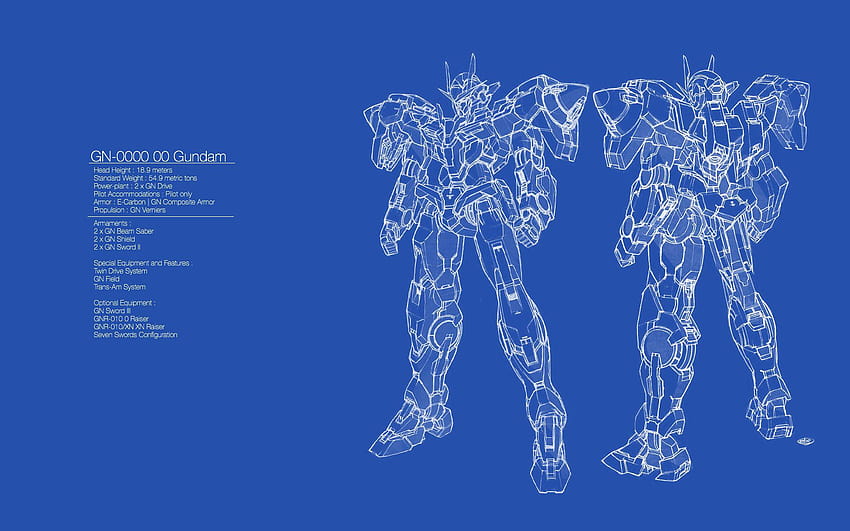 00 Gundam Blue Print, gn HD wallpaper
