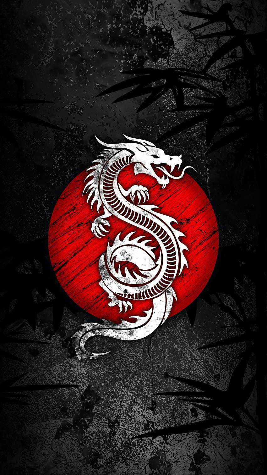Dragón estético Yin Yang publicado por Ethan Cunningham, estética del dragón rojo fondo de pantalla del teléfono