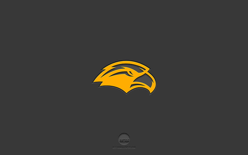 Southern Miss Golden Eagles, gray background, American football team, Southern Miss Golden Eagles emblem, NCAA, Mississippi, USA, American football, Southern Miss Golden Eagles logo with resolution 2560x1600. High HD wallpaper