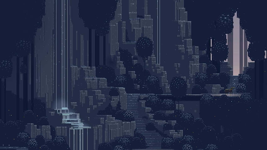 Tła Pixel Art City, zimowa grafika pikselowa Tapeta HD