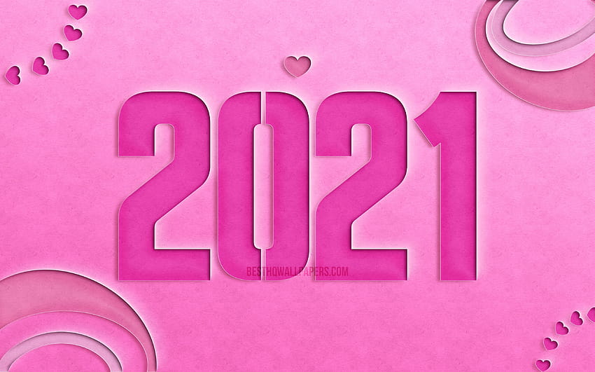 2021 new year, New Year 2021, Love 2021, creative, 2021 pink cut digits, 2021 concepts, 2021 on pink background, 2021 year digits, Happy New Year 2021 with resolution 3840x2400. High Quality, pink 2021 HD wallpaper