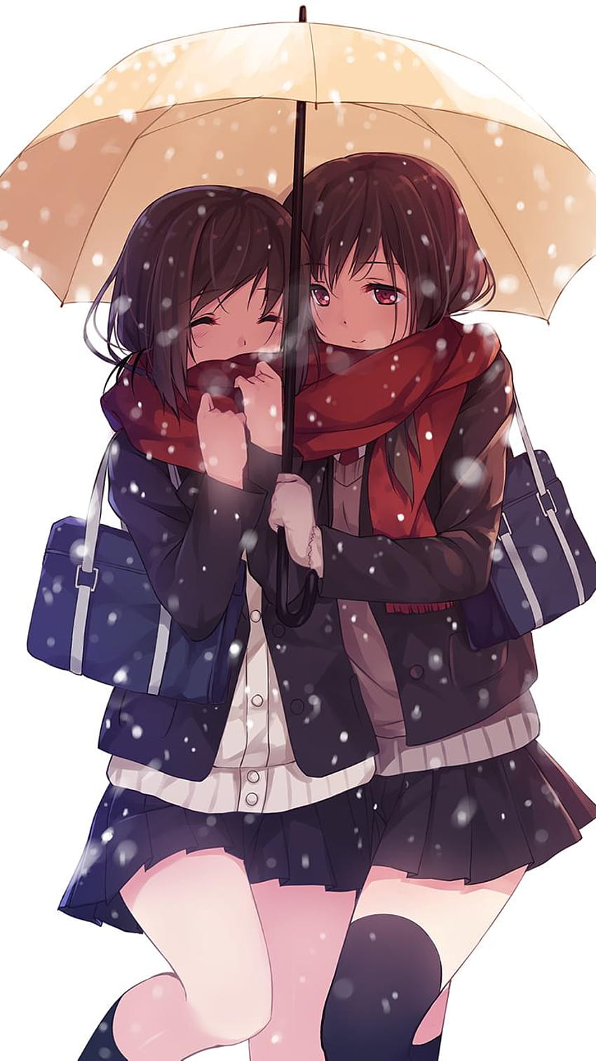anime 2 filles meilleures amies s'embrassent Fond d'écran de téléphone HD