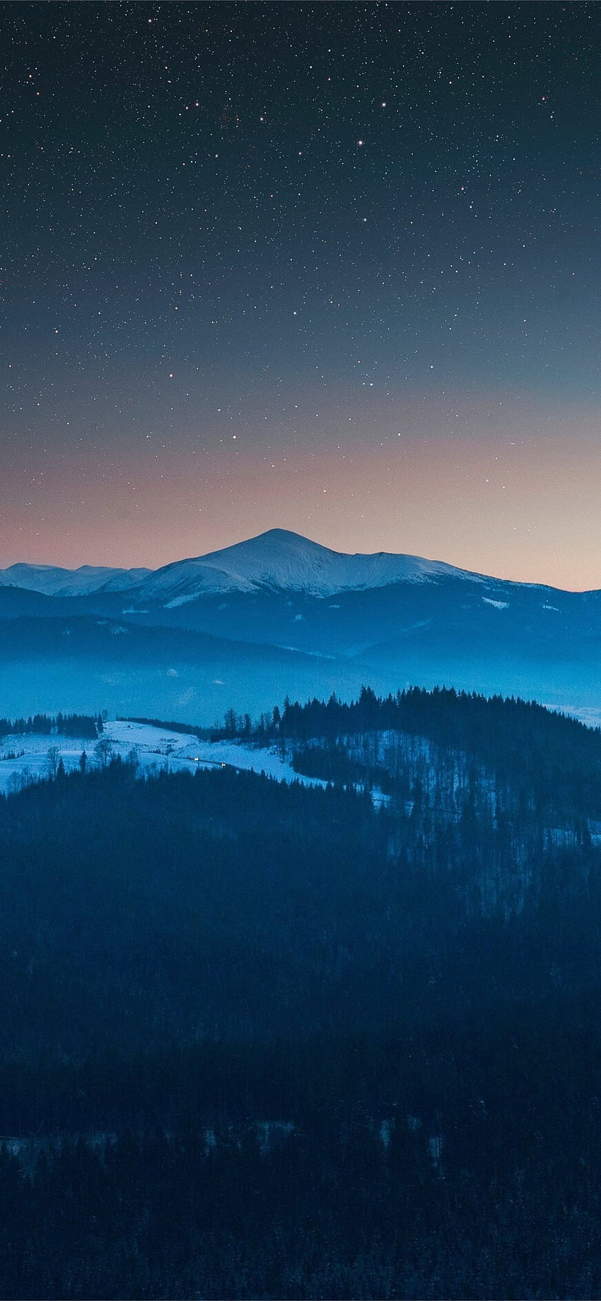 Sternenhimmel Abend blaue Landschaft iPhone X, Nachtlandschaft iphone HD-Handy-Hintergrundbild
