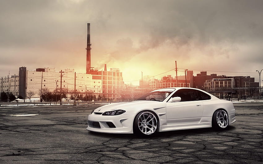 car sunset nissan silvia s15 nissan nissan silvia modified, sunset with cars HD wallpaper