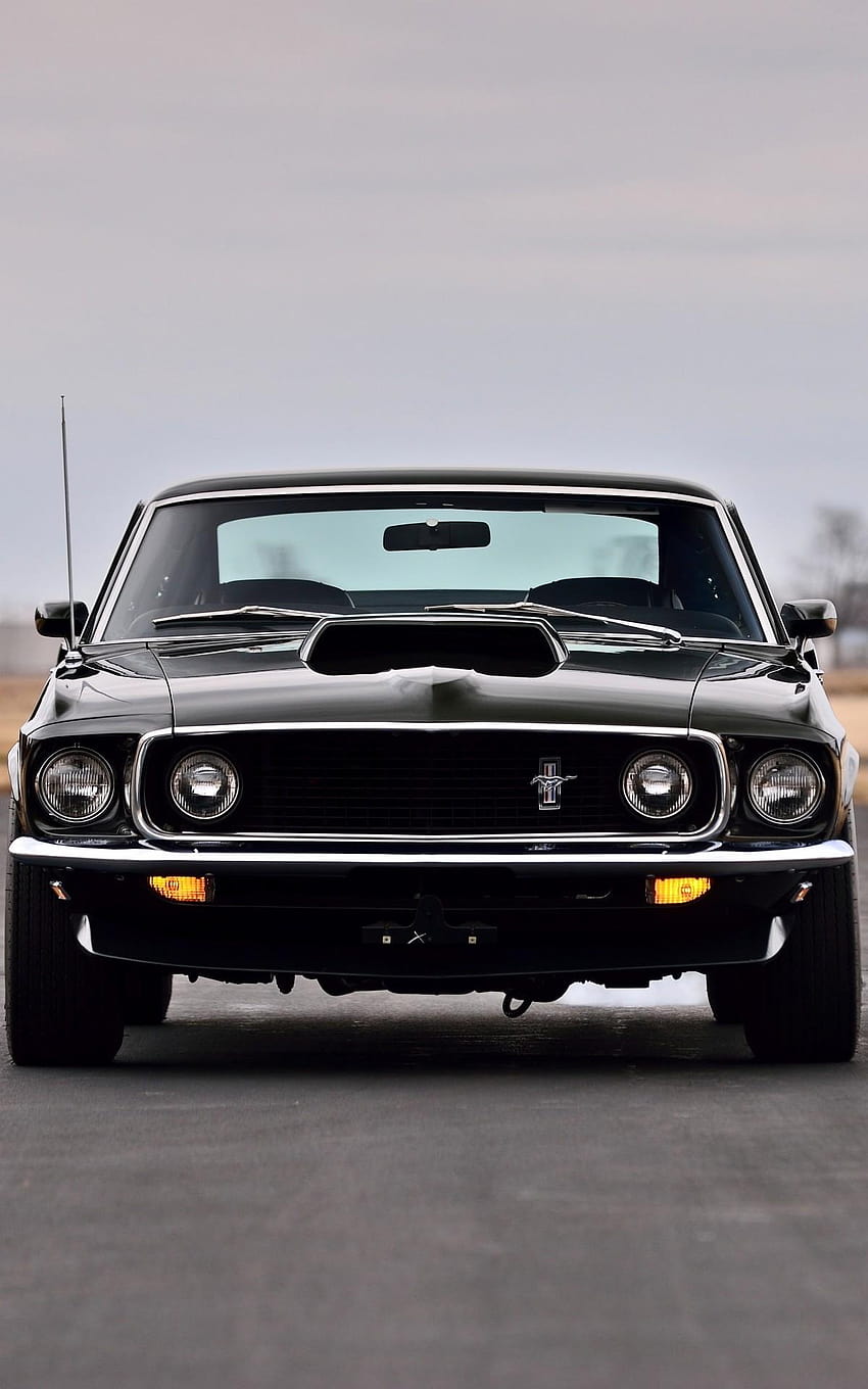 1200x1920 Ford Mustang 1969、黑, 正面図、電話 mustang 69 HD電話の壁紙