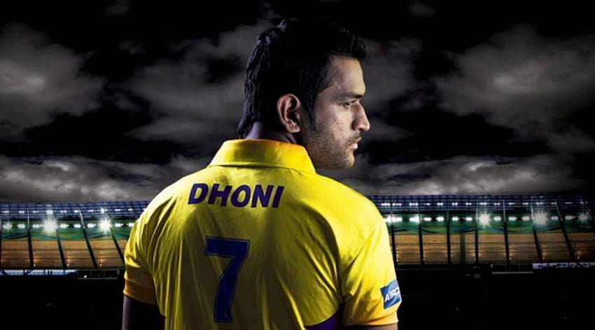 MS Dhoni в жълта фланелка на CSK & For Online за всички фенове на Chennai Super Kings преди IPL 2020 HD тапет