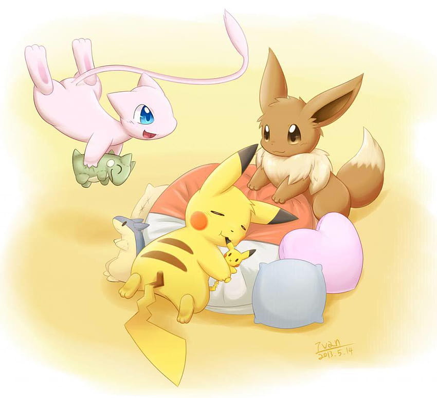 Pokemon mitos, eevee dan pikachu Wallpaper HD