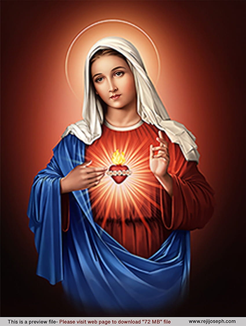 Immaculate Heart of Mary_Red_ 72 MB โทรศัพท์แม่แมรี่ วอลล์เปเปอร์โทรศัพท์ HD