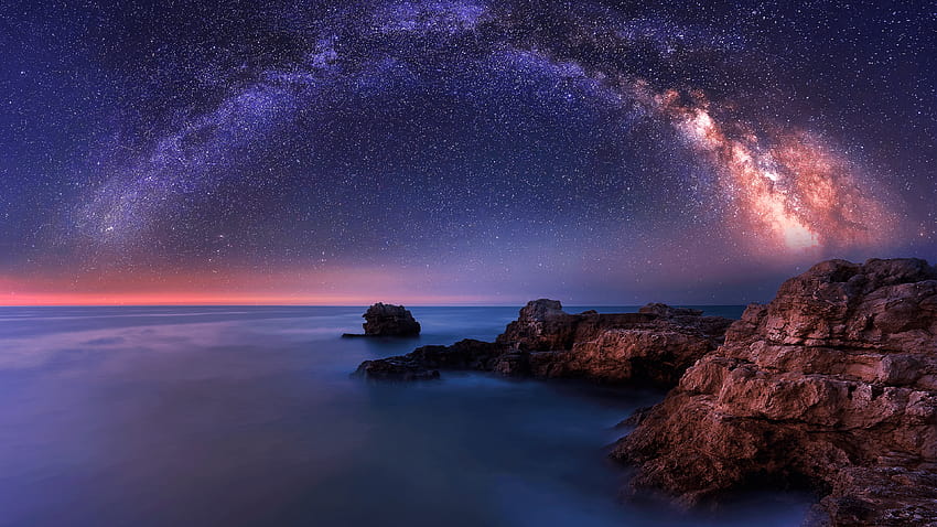 Milky Way Over The Sea In ...0270 HD wallpaper
