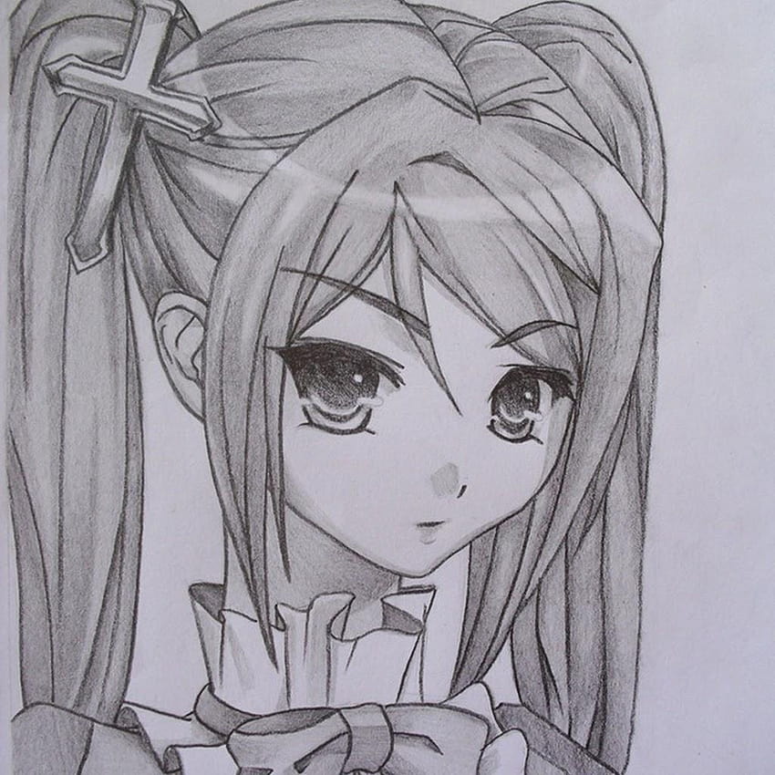 Dibujo a lápiz de anime en GetDrawings, chica de dibujo a lápiz de anime fondo de pantalla del teléfono