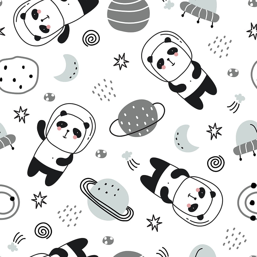 Cartoon-Tier-Hintergründe für Kinder. Nahtloses Muster mit im Weltraum schwebenden Pandas und Sternen. Handgezeichnetes Design im Kinderstil, verwendet für Stoffe, Textilien, Druck, Dekoration. 4257219 Vektorgrafiken bei Vecteezy HD-Handy-Hintergrundbild