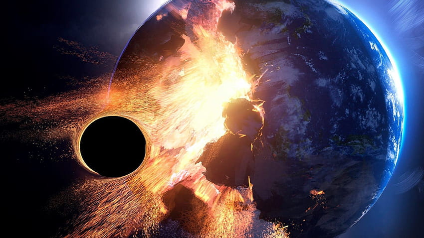 3840x2160 Earth Collapse, Meteor, Black Hole for U TV HD wallpaper