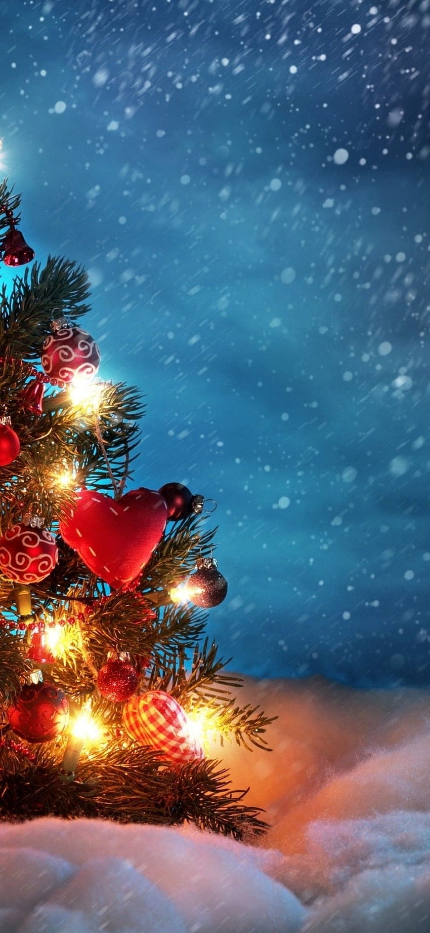 1080x2340 Christmas Tree, Lights, Snow, Winter for Xiaomi Mi 9 & Mi Mix 3 & Black Shark 2, Vivo V15 Pro, OnePlus 6T, Huawei Y9 2019, winter 1080x2340 HD phone wallpaper