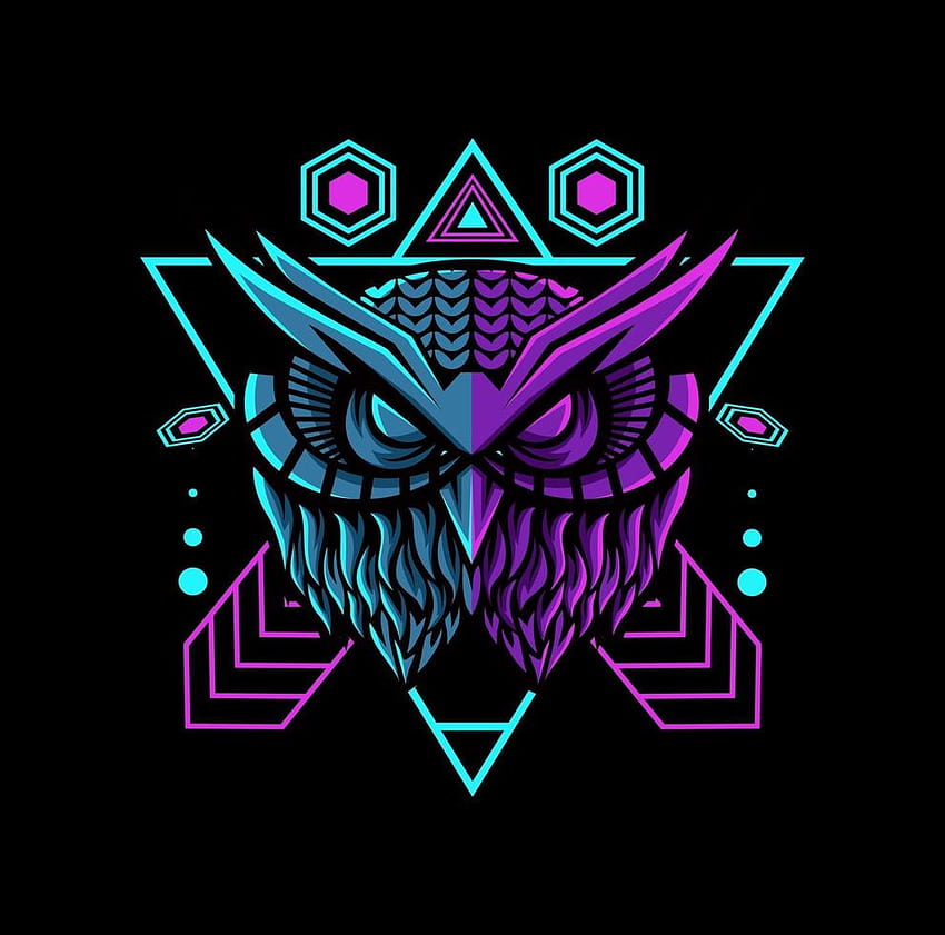 geometryczna maskotka sowa w neonowym kolorze 2384729 grafika wektorowa w Vecteezy, neonowa sowa Tapeta HD