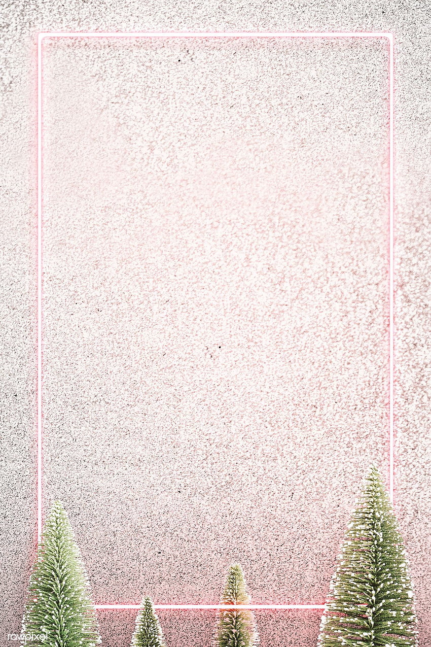 premium of Pink neon frame on snowy Christmas backgrounds, cute christmas pink HD phone wallpaper