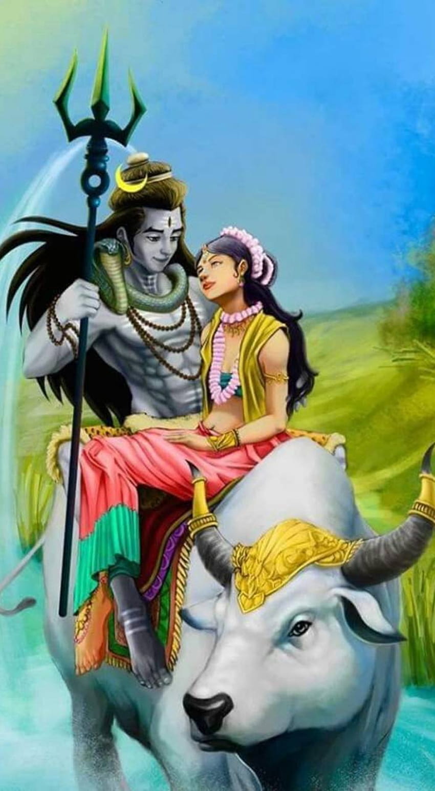 Shiva parvathi por sarushivaanjali, dibujos animados de shiva fondo de pantalla del teléfono