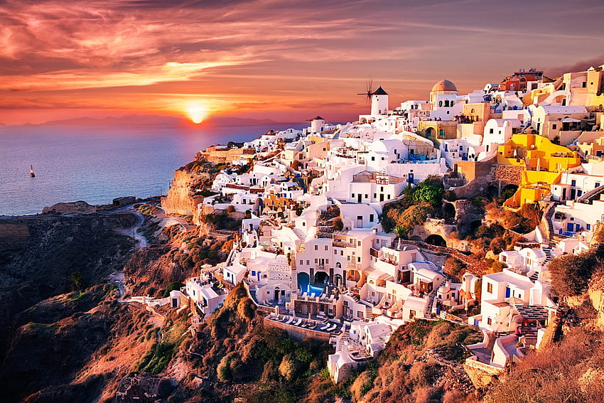 maisons, Grèce, Oia, Santorin, Villes / et arrière-plans mobiles Fond d'écran HD