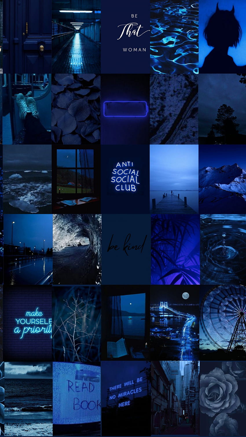 Kit de collage de pared azul marino Estética azul Etsy [2000x2000] para tu, móvil y tableta, digital azul oscuro fondo de pantalla del teléfono