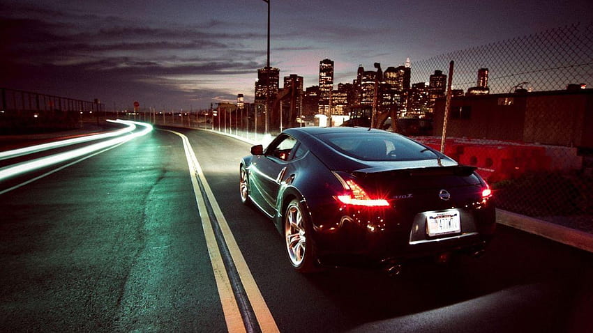 Streets night cars roads long exposure Nissan 370Z HD wallpaper