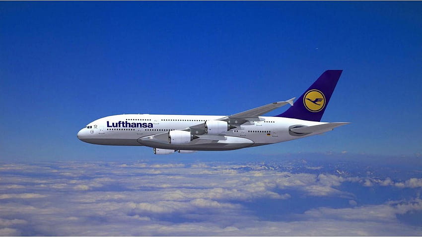Airbus A380 на Lufthansa Airlines HD тапет