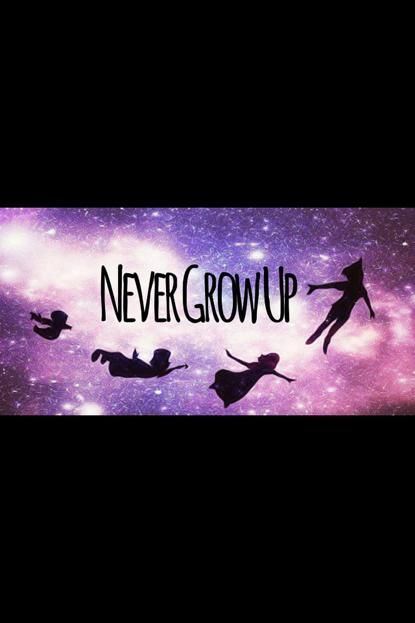 backgrounds Peter Pan never grow up galaxy glitter purple, peter pan and friends HD phone wallpaper