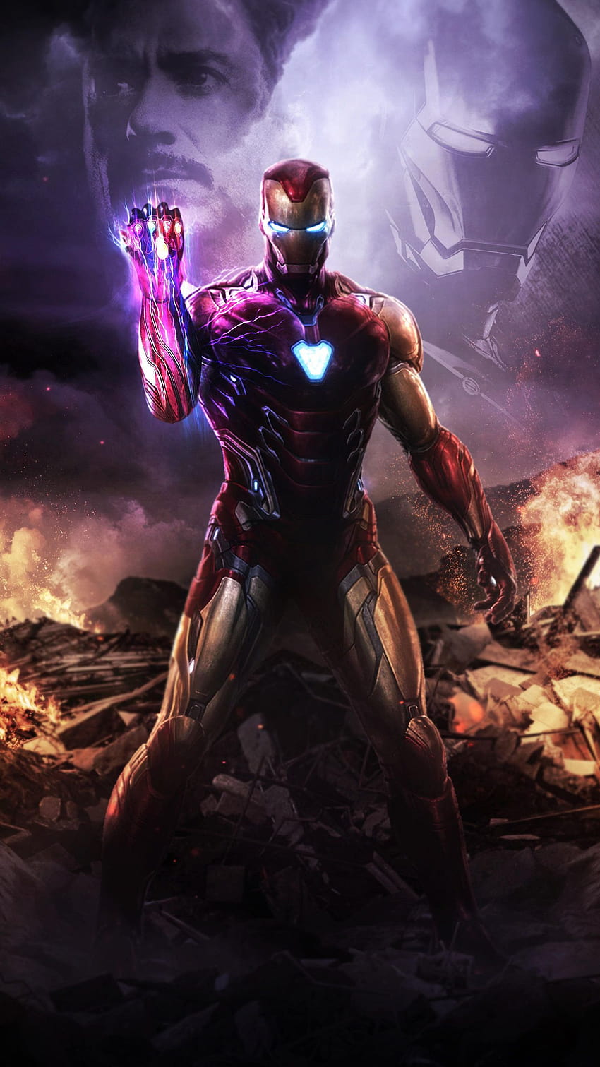 Iron Man Infinity Gauntlet, superbohaterowie, mobilny iron man z kamieniami nieskończoności Tapeta na telefon HD