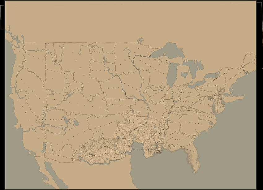 Red Dead Redemption penuh peta AS, peta Wallpaper HD