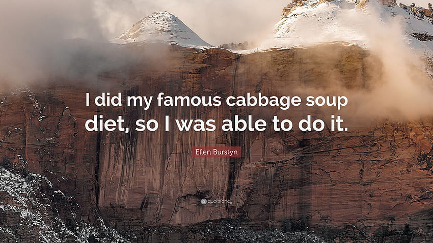 Цитат на Елън Бърстин: „Направих известната си диета със зелева супа, така че успях да я направя.“ HD тапет