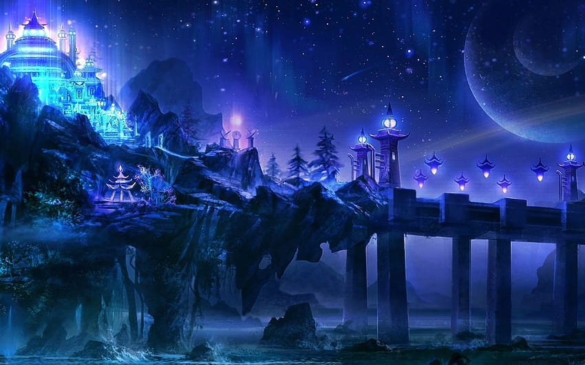 View In The Future Fantasy City Art Night Temple Lights Bridge Rock Stones Ultra For Laptop Tablet Mobile Phones And Tv 3840x2400 : 13, future ultra HD wallpaper