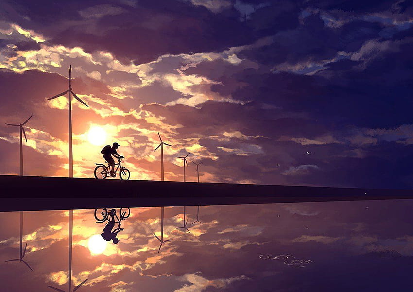 Anime Couple Biking Night Sky Scenery 4K Wallpaper iPhone HD Phone #3990f