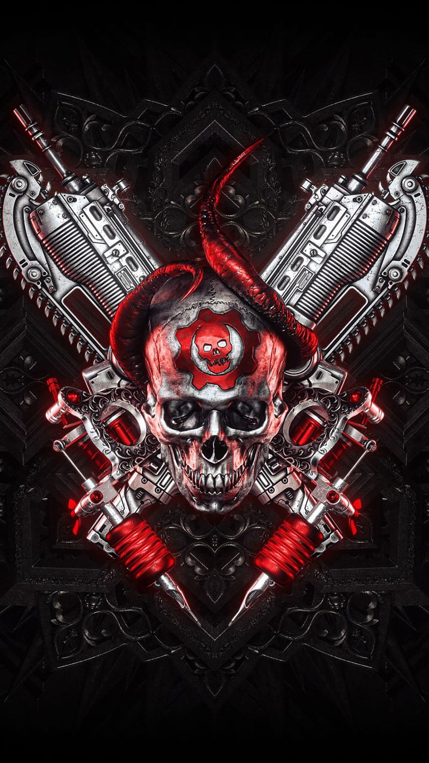 Gears of war, skull and guns, Logo, 720x1280, scary logo HD phone wallpaper