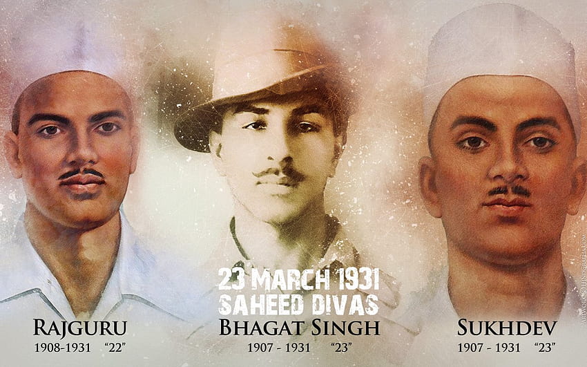 Hommage à Shaheed Bhagat Singh, Rajguru et Sukev: u_ParamMalhi, bhagat singh rajguru sukev Fond d'écran HD