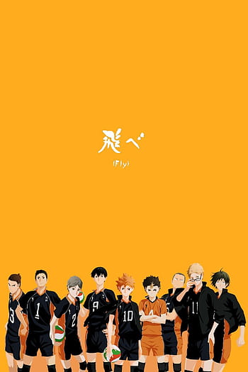 Haikyuu Wallpaper 4K, Character art, Orange background