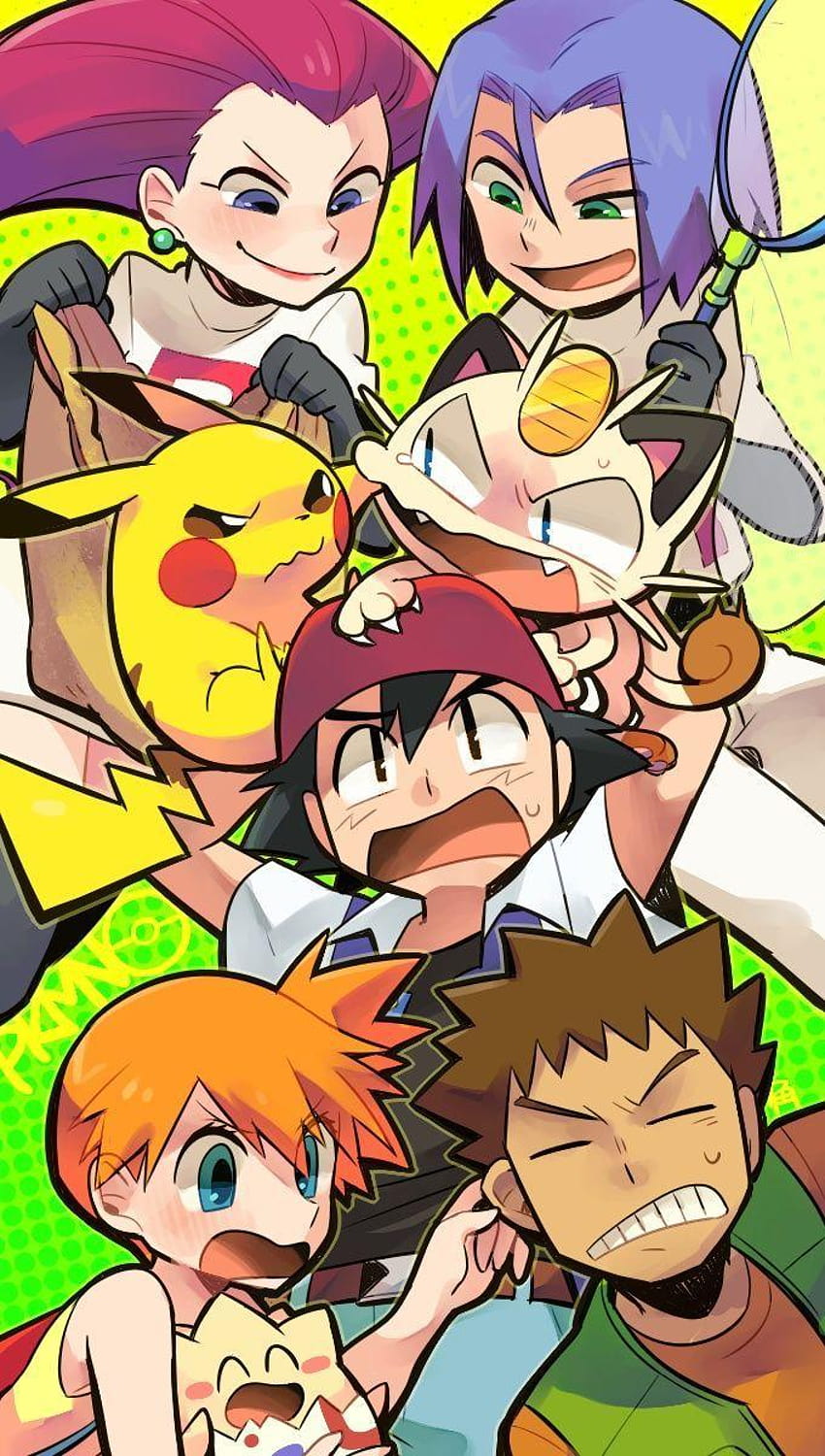 Jesse, James, Pikachu, Meowth, Ash, Misty, and Brock, pokemon ash and misty HD phone wallpaper