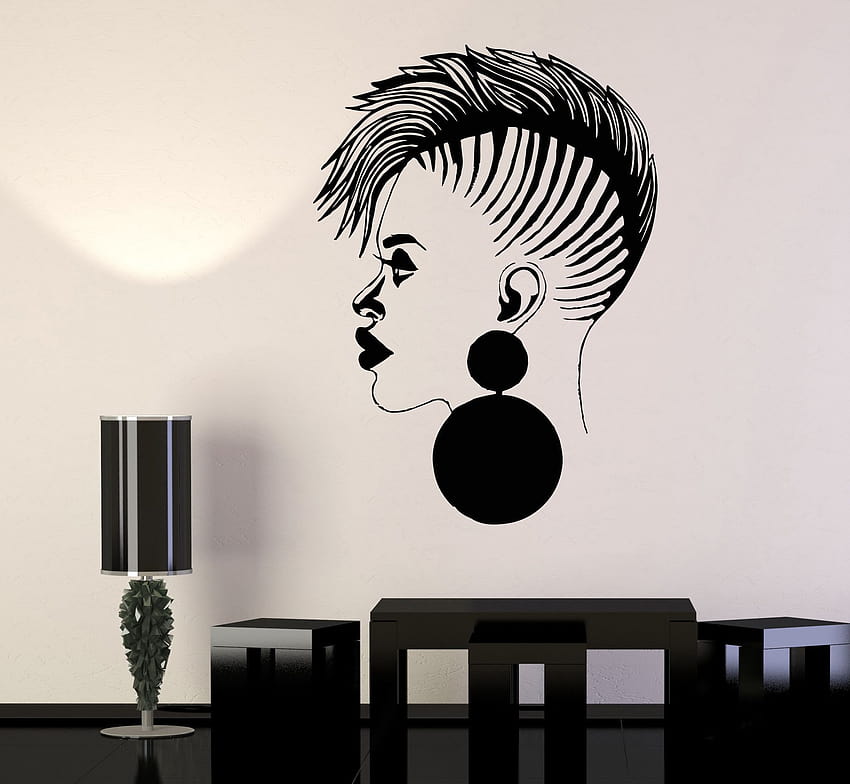 Винилови стикери за стена Салон за красота Африканска жена Черна дама Стикери Уникален подарък HD тапет