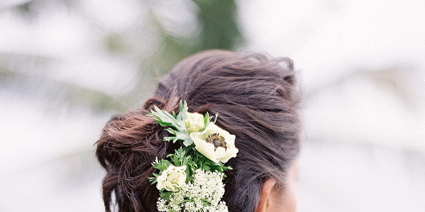 20 coiffures de mariage avec des fleurs, coiffures de mariée fleurs artificielles Fond d'écran HD
