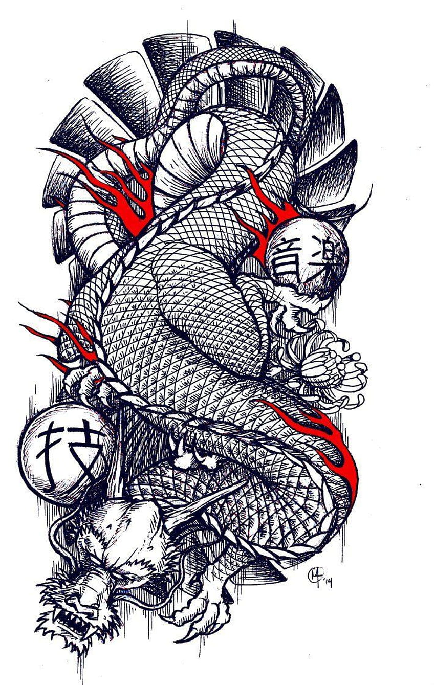 Traditional Japanese Dragon tattoo design by miketooch HD phone wallpaper