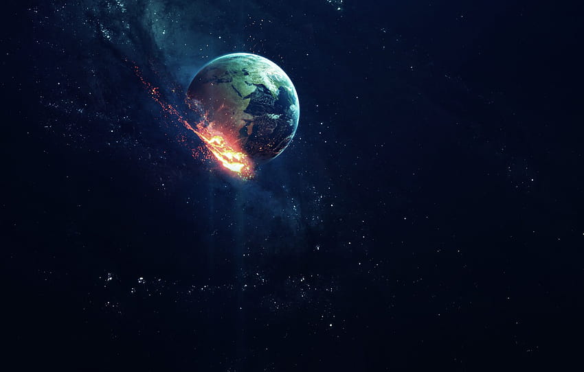 Stars, Comet, Planet, Space, Earth, Apocalypse, Art, The end, Stars, Art, Earth, Planet, Birth, Apocalypse, Comet, Cosmos , section космос, end of earth HD wallpaper