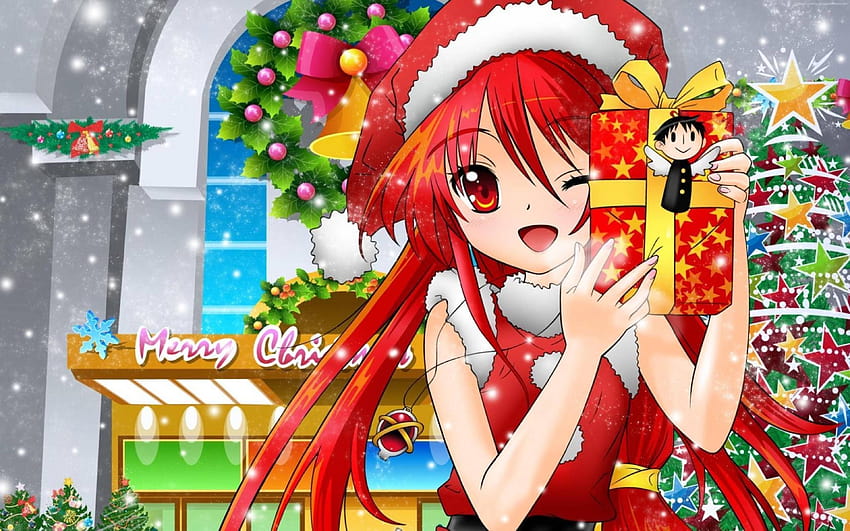 Anime Girl Hot Christmas New Year, gadis anime tahun baru Wallpaper HD