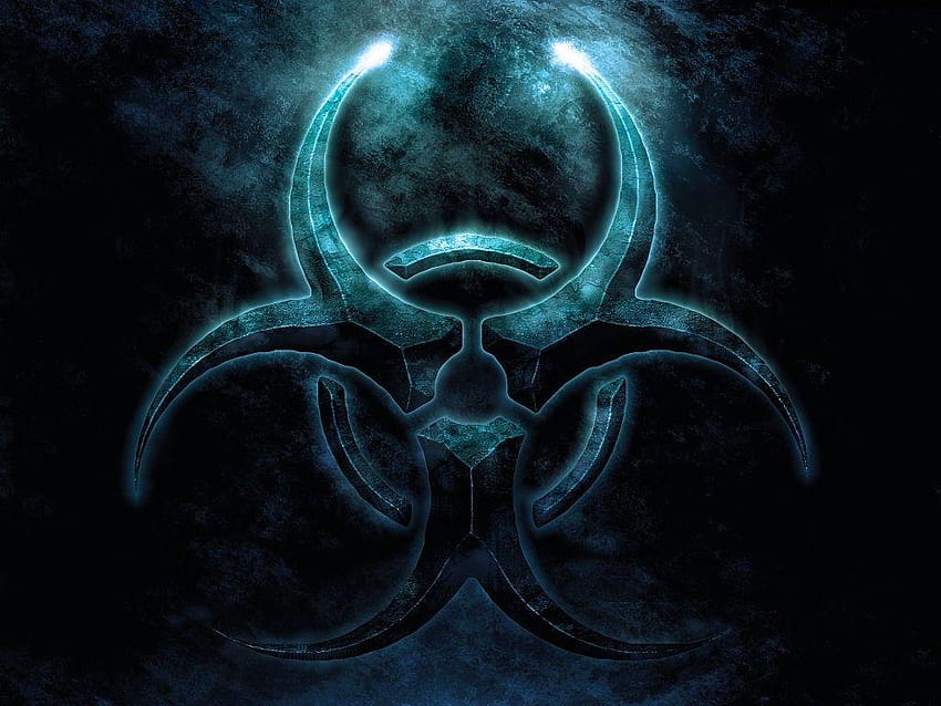 biohazard symbol blue