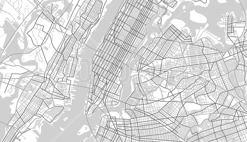แผนที่นิวยอร์ก BW – สูง แผนที่เมืองนิวยอร์ก วอลล์เปเปอร์ HD