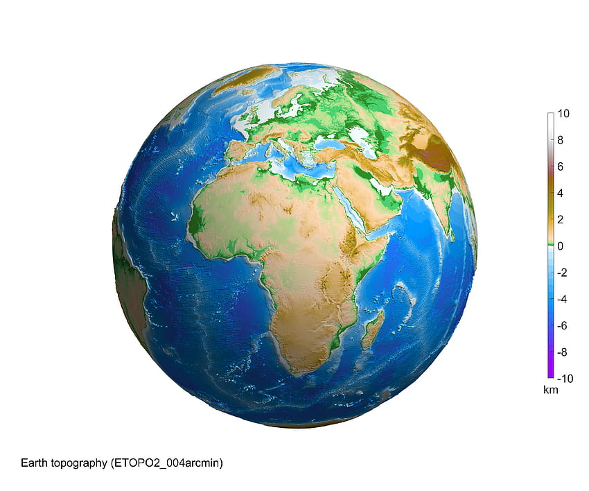 สคริปต์ MATLAB สำหรับการแสดงข้อมูลภูมิศาสตร์ 3 มิติบนโลกหมุน: แบบแมนนวล วอลล์เปเปอร์ HD
