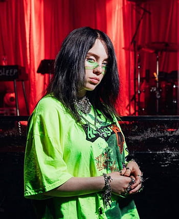 Billie Eilish Is Having Ash Color Hair Wearing Black Shirt And Wearing ...