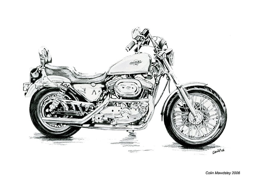 My recent drawing of a Custom Harley Davidson V-Rod — Steemit