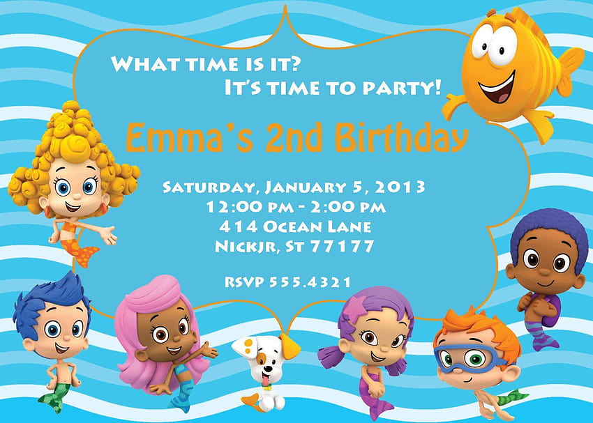 Bubble Guppies Birtay Party-Einladungen HD-Hintergrundbild