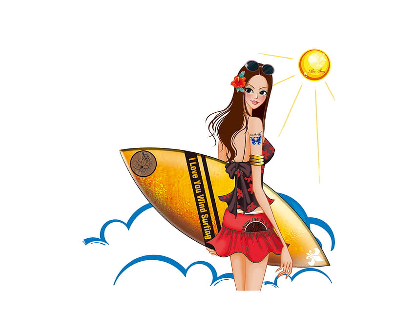Surfer Surfboard Anime Girl - Surfboard Emoji,Surfboard Emoji - free  transparent emoji - emojipng.com