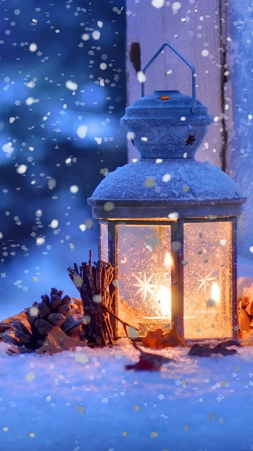 아이폰 크리스마스 눈 겨울, 빛, 눈송이, 눈송이 크리스마스 HD 전화 배경 화면