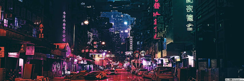 City Neon Dual-Monitor HD-Hintergrundbild